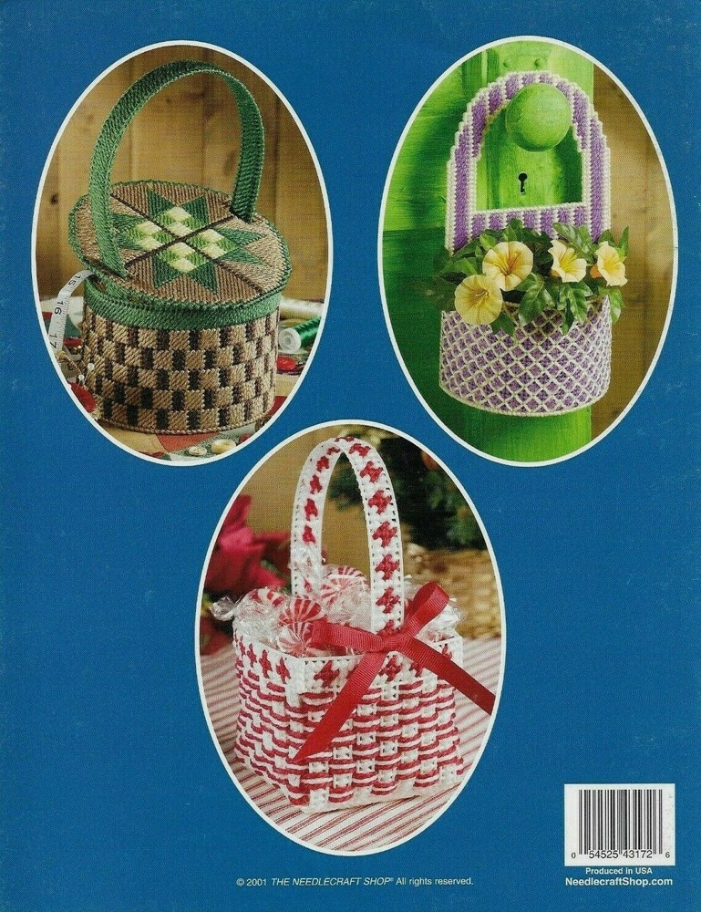 USED BASKETS SEWING CANDY BUTTERFLY 7 DESIGNS PLASTIC CANVAS PATTERN BOOK