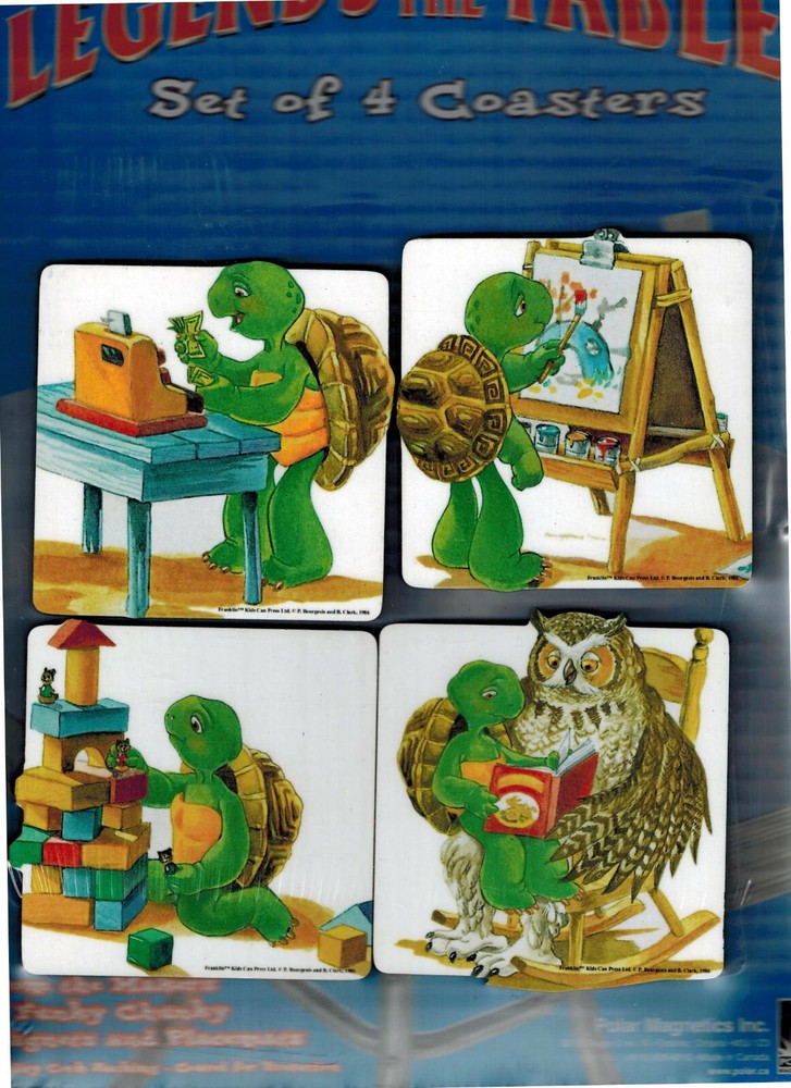 New Franklin The Turtle Coaster Set 4 Coasters Turtles Owl