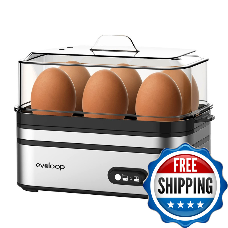 Evoloop Rapid Egg Cooker Electric 6 Eggs Capacity Soft Medium Hard Boiled