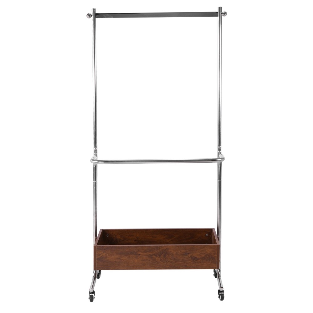 Small Clothes Rack with Wheels Removable Drying Rack Double-pole for Small Space