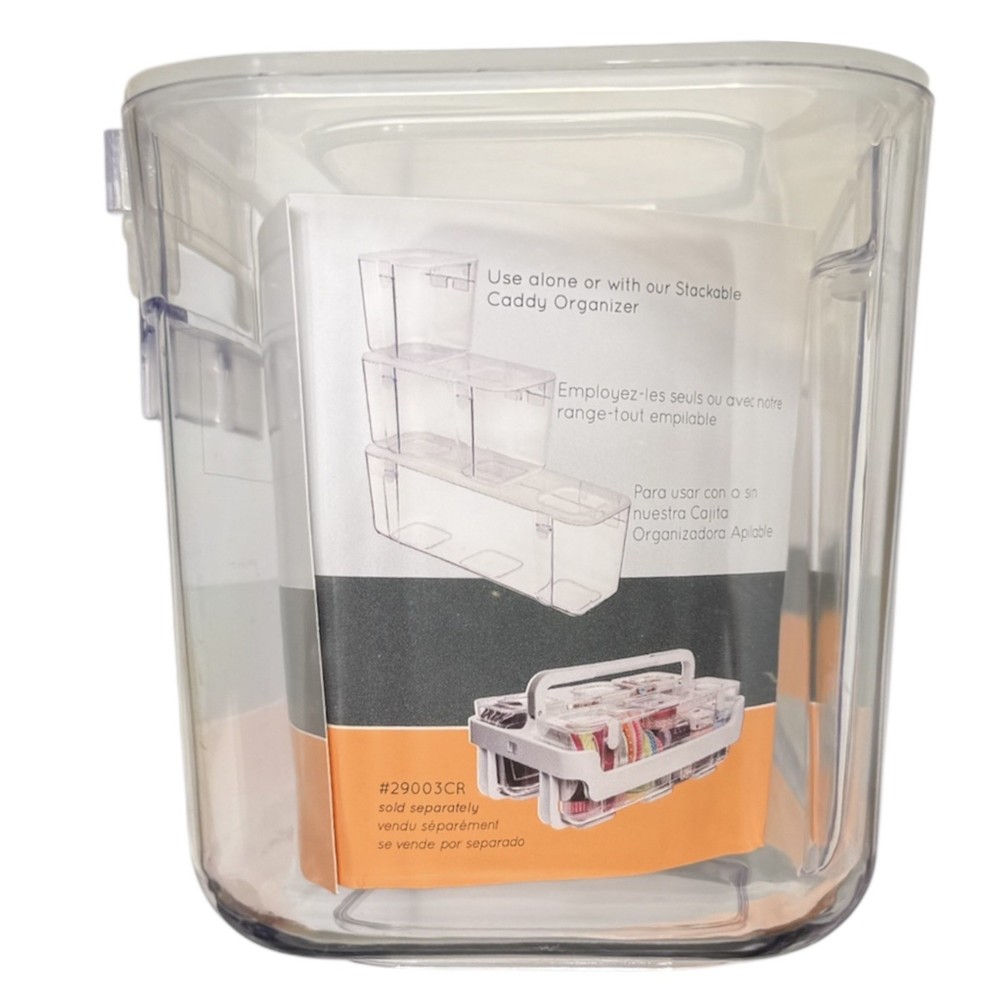 Deflecto Caddy Stackable Organizer Compartment, Large, Clear (29301CR) NWT!!