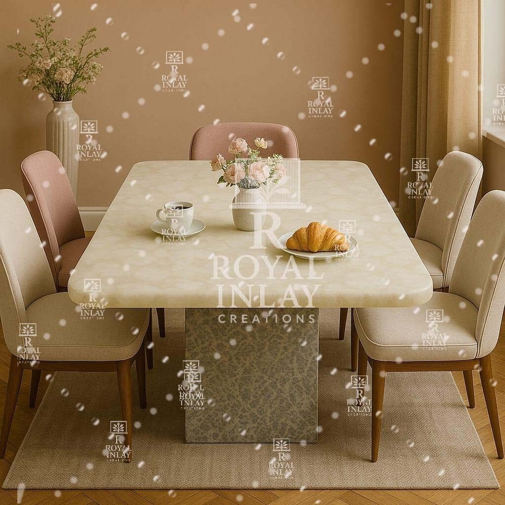 Luxury White Quartz Table Top | Polished Handmade Gemstone Dining Table