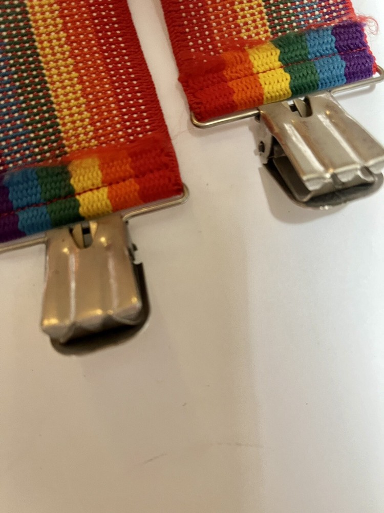 Rainbow Striped Elastic Suspenders