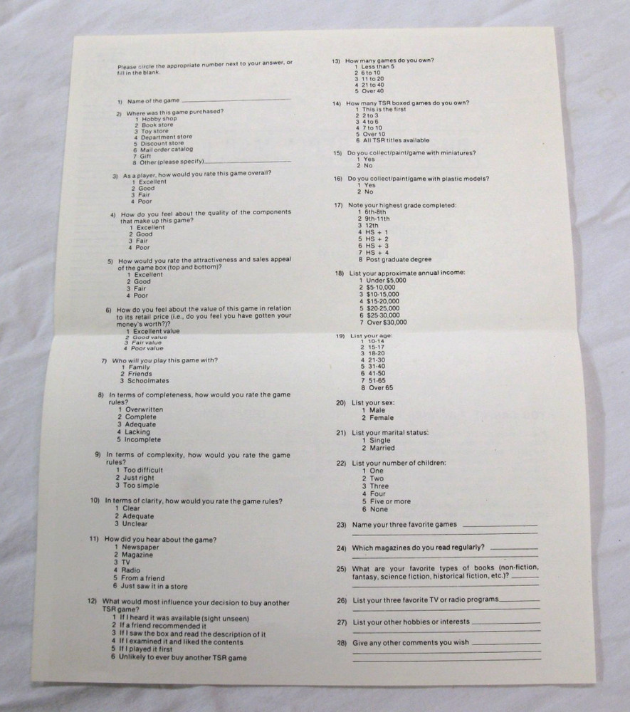 Dungeons & Dragons 1001 Basic Set 2nd Edition TRS Games Incomplete