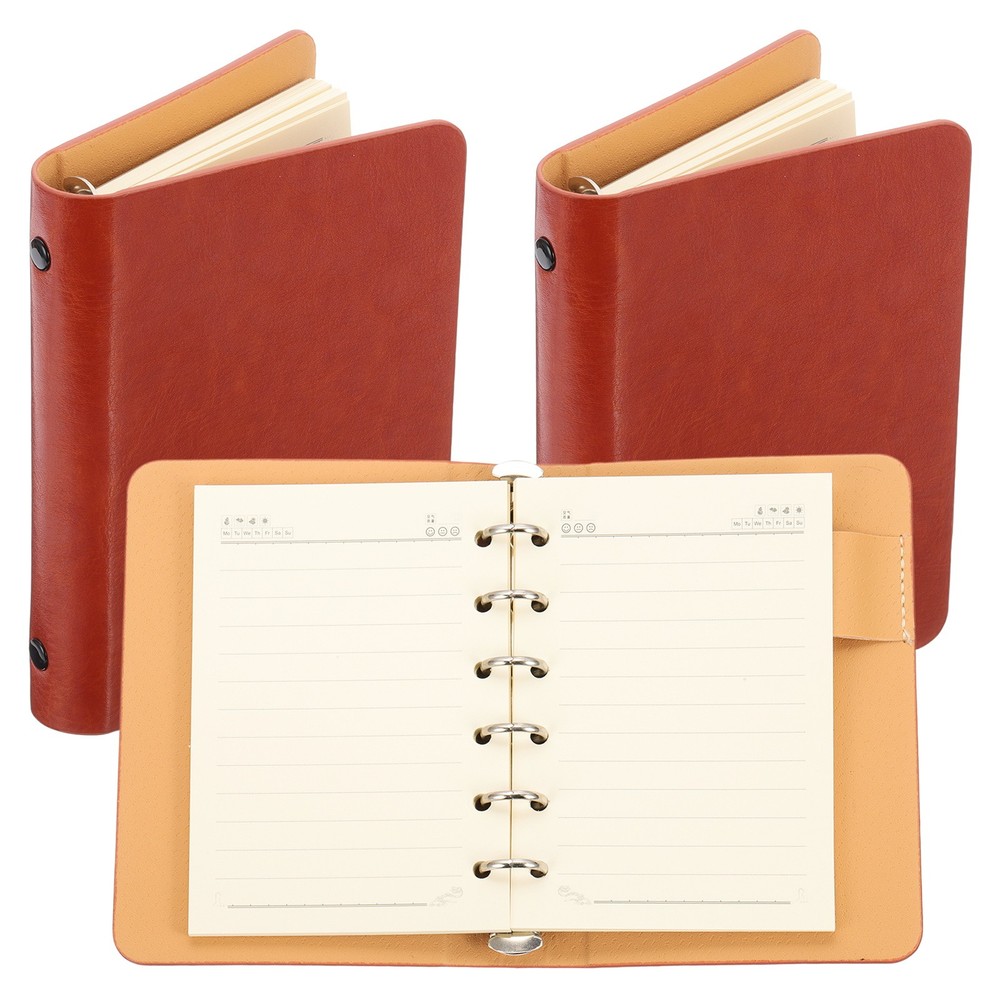 6 Ring Binder Cover 2 Pack A7 Notebook Binder 50 Sheets Line Paper, Orange