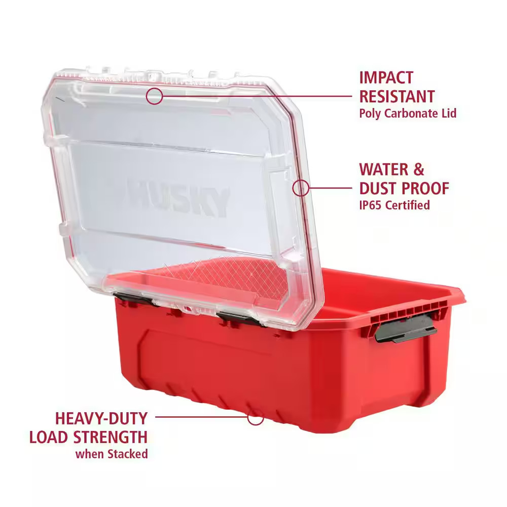 12 Gal. Professional Heavy Duty Waterproof Stackable Plastic Storage Container w