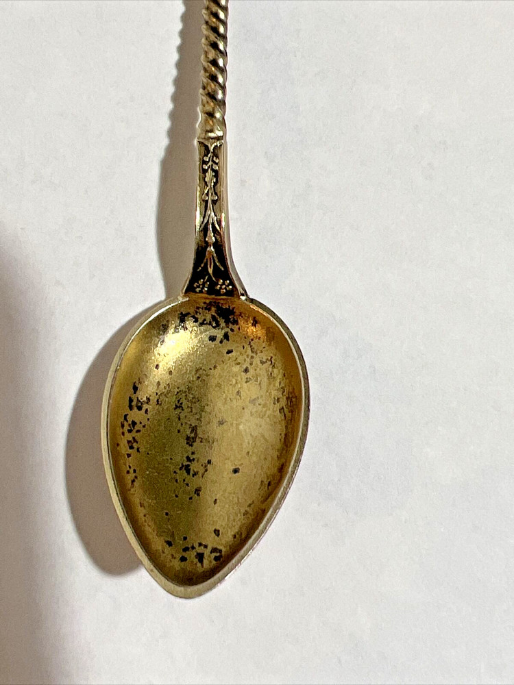 900 Sterling Silver Antique Enamel Spoon