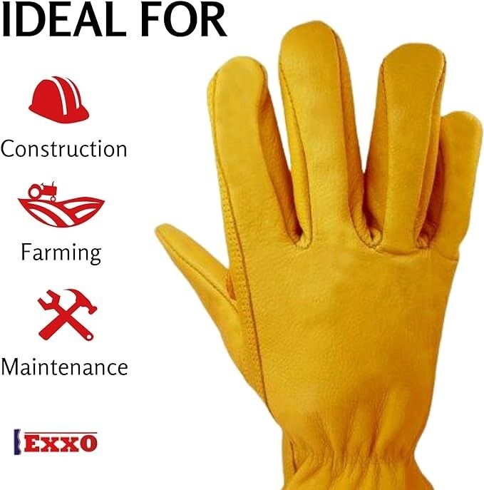 Exxo Mens Leather Work Glove Yellow