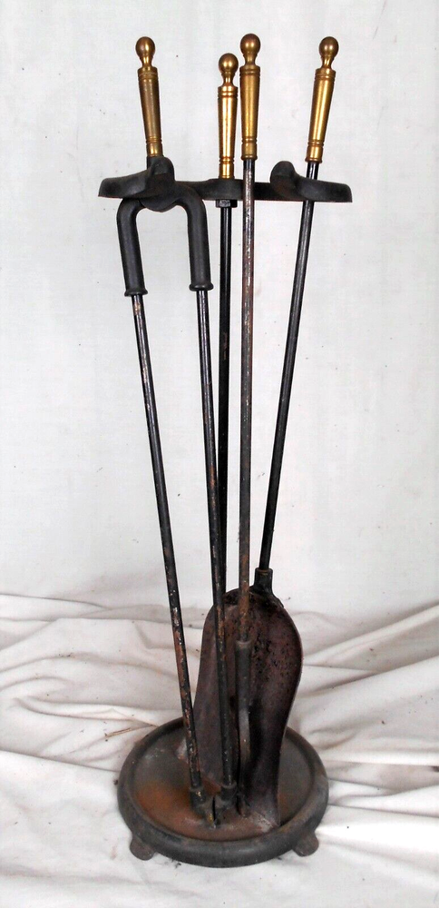 VINTAGE FIREPLACE TOOL SET AND HOLDER