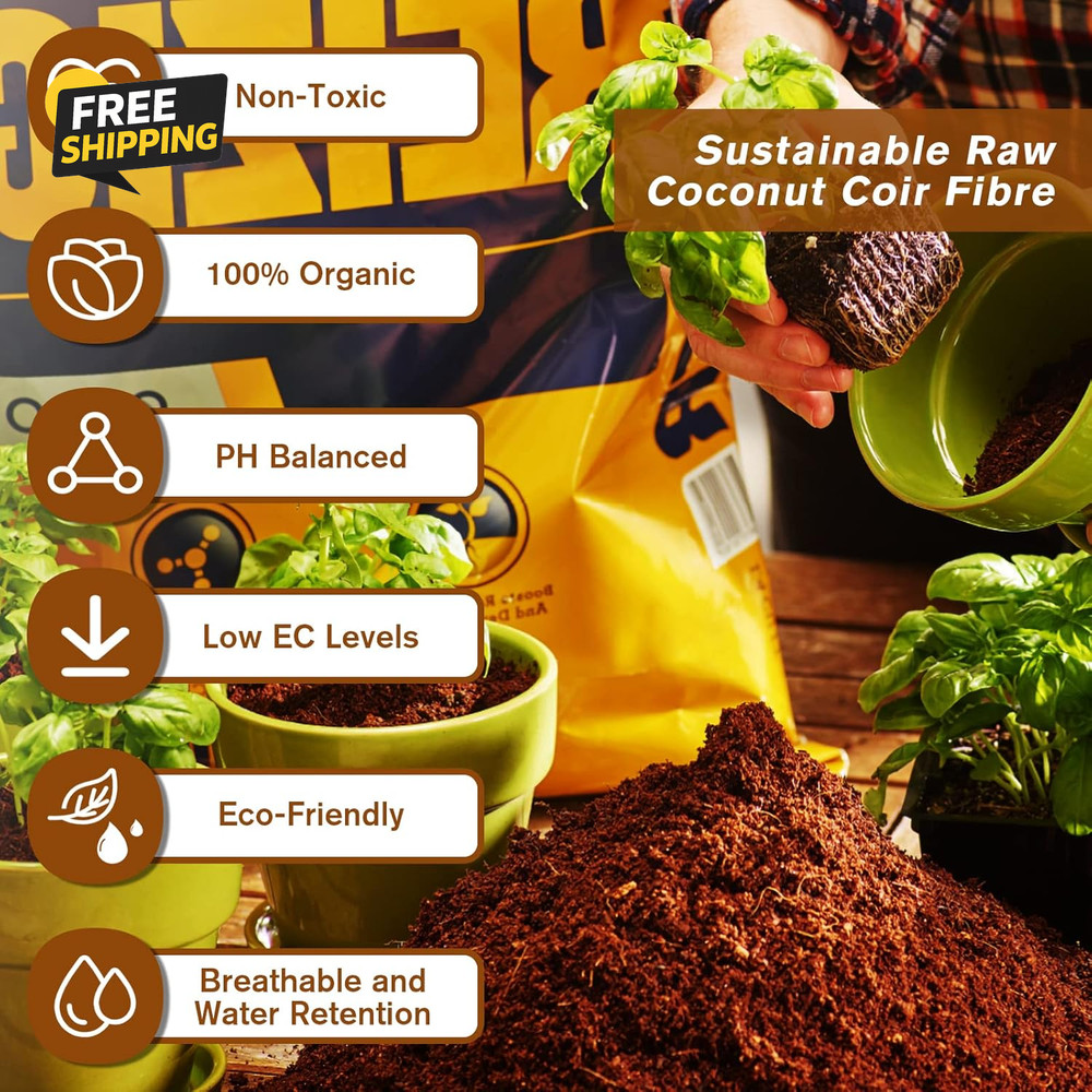 Pack of 10 Organic Coco Coir Bricks- 100% Natural Compressed Coco Peat Brick