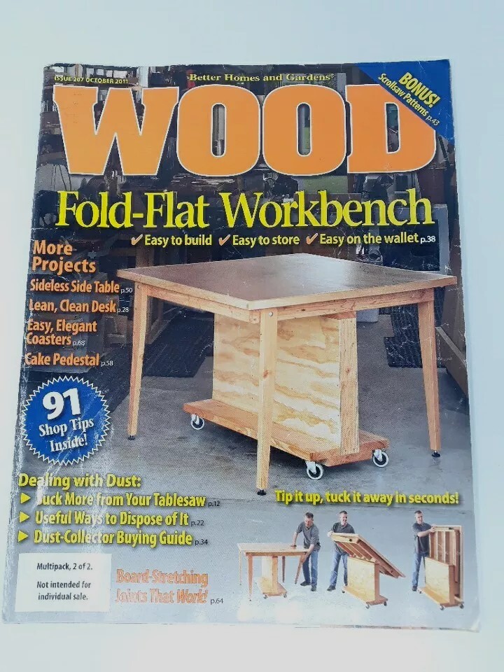 Wood Magazine October 2011 Woodworking Fold Flat Workbench Scrollsaw Pattern