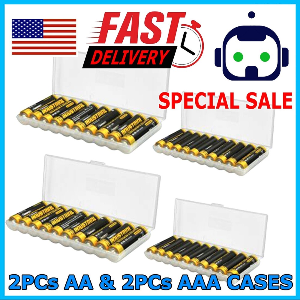 Battery Storage Case Holder Organizer Box For 10 AA AAA Batteries 4 Pack