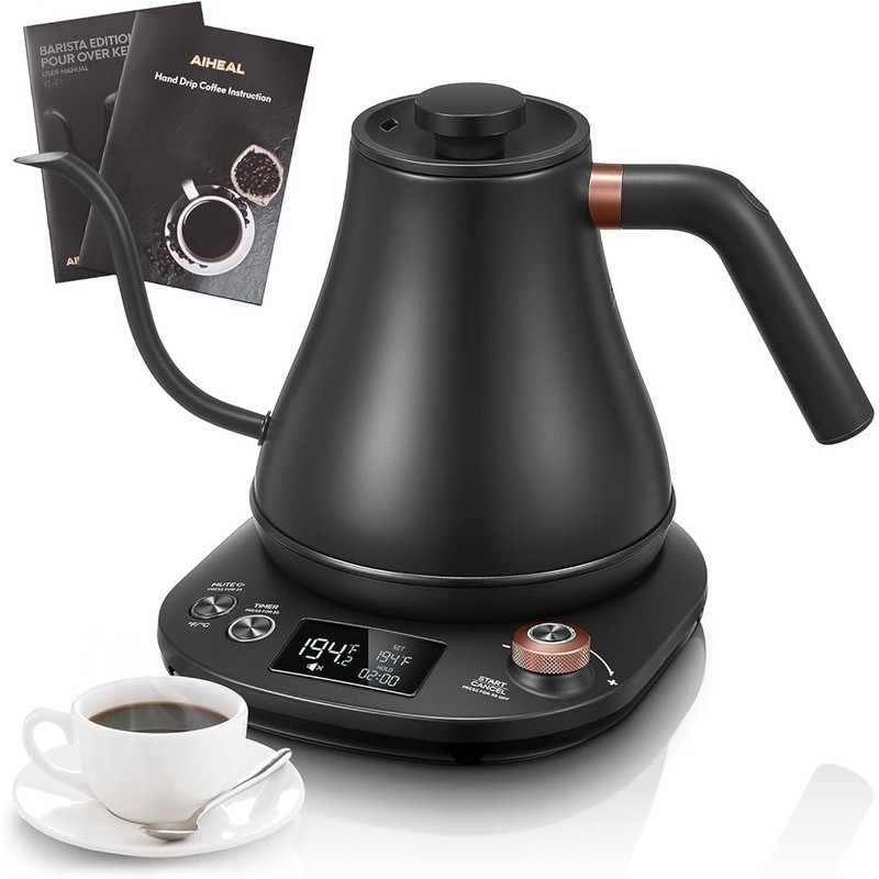 Electric Kettle Gooseneck Design Temperature Control LCD Display Auto Shut-Off