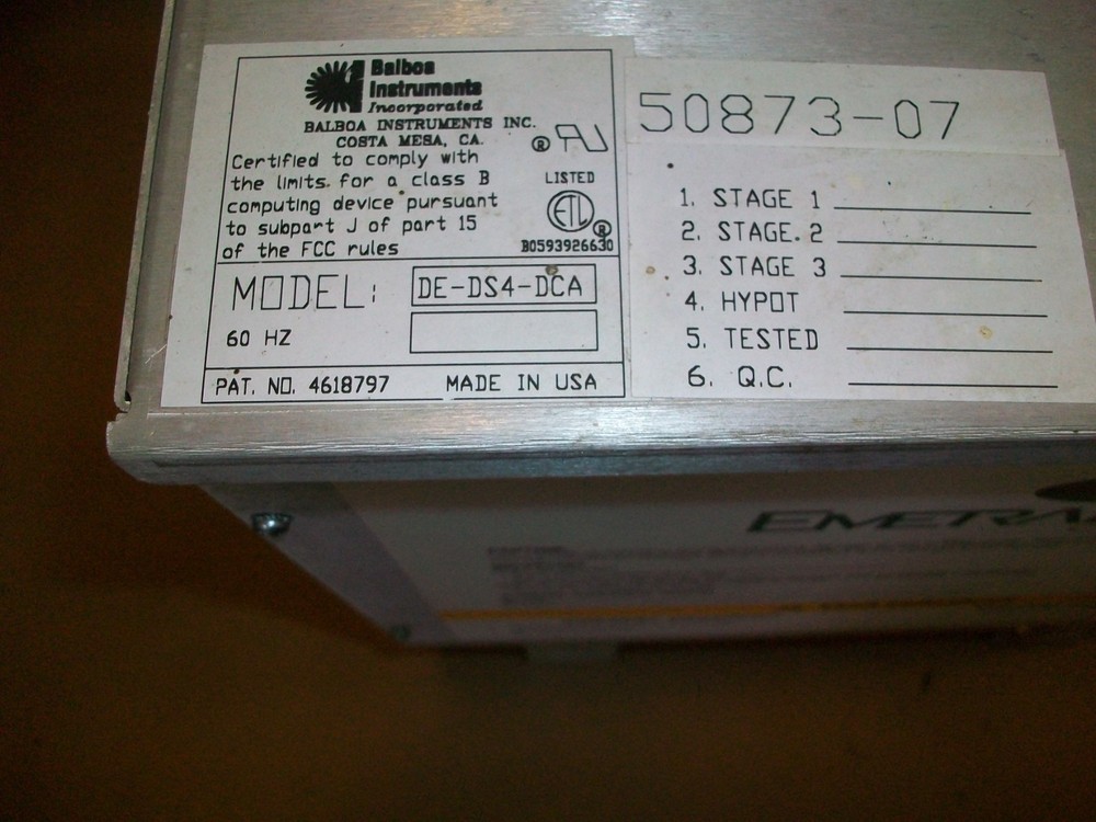 Emerald Spa 699E DS-2 / BALBOA INSTRUMENTS DE-DS4-DCA CONTROLLER