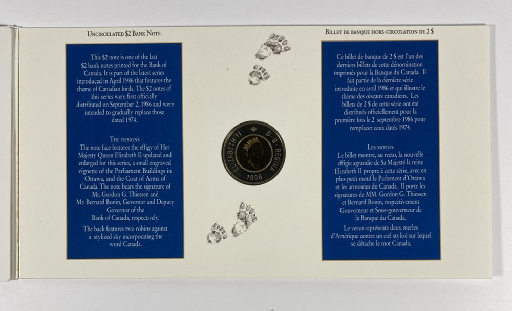 1996 Canada $2 Coin and Bank Note Set. OGP.