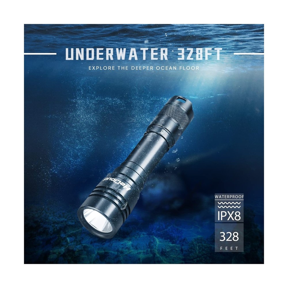 2 Pack Scuba Diving Flashlight with Rechargeable Power Dive Light Torch 5500 ...