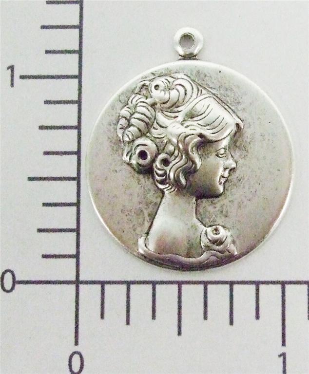 15294         2 Pc Matte Silver Oxidized Woman's Head Charm Jewelry Finding