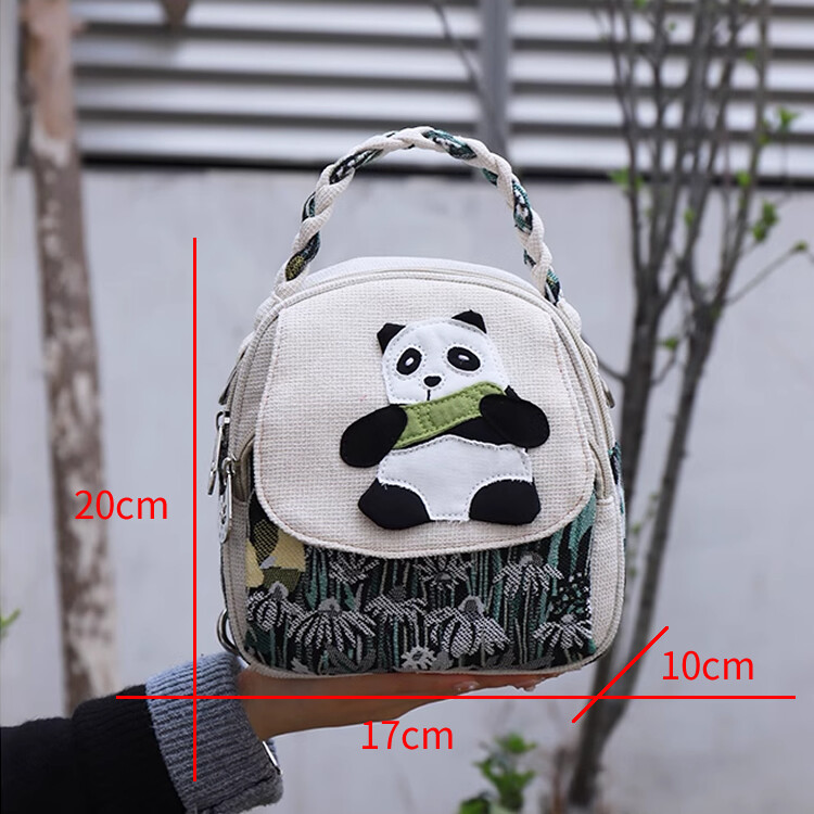 Panda Theme Backpack Bag Student Schoolbag Shoulder Bag embroider