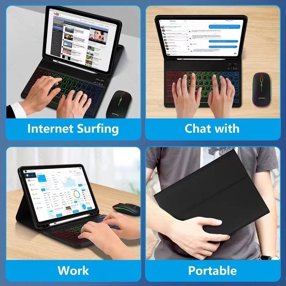 Bluetooth Keyboard and Mouse Combo for iPad - Rechargeable Wireless Keyboard