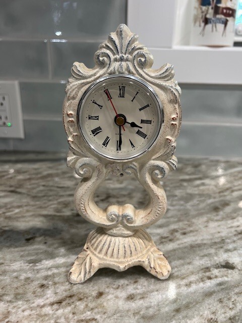 Painted Cast Iron Quartz Desk Clock Works Vintage