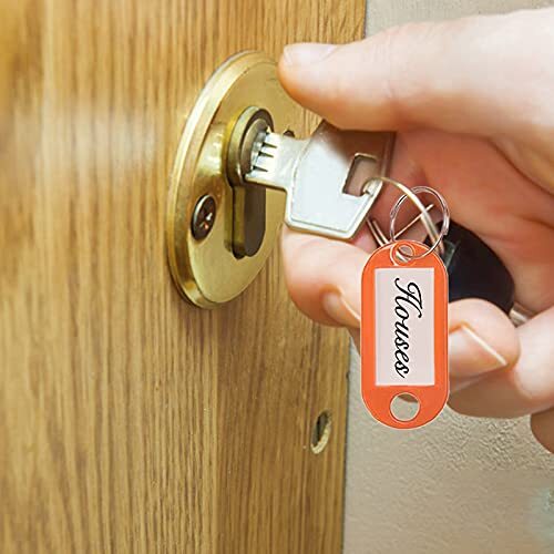 200 Pack Plastic Key Tags with Label Window and Split Key Ring Luggage Tag