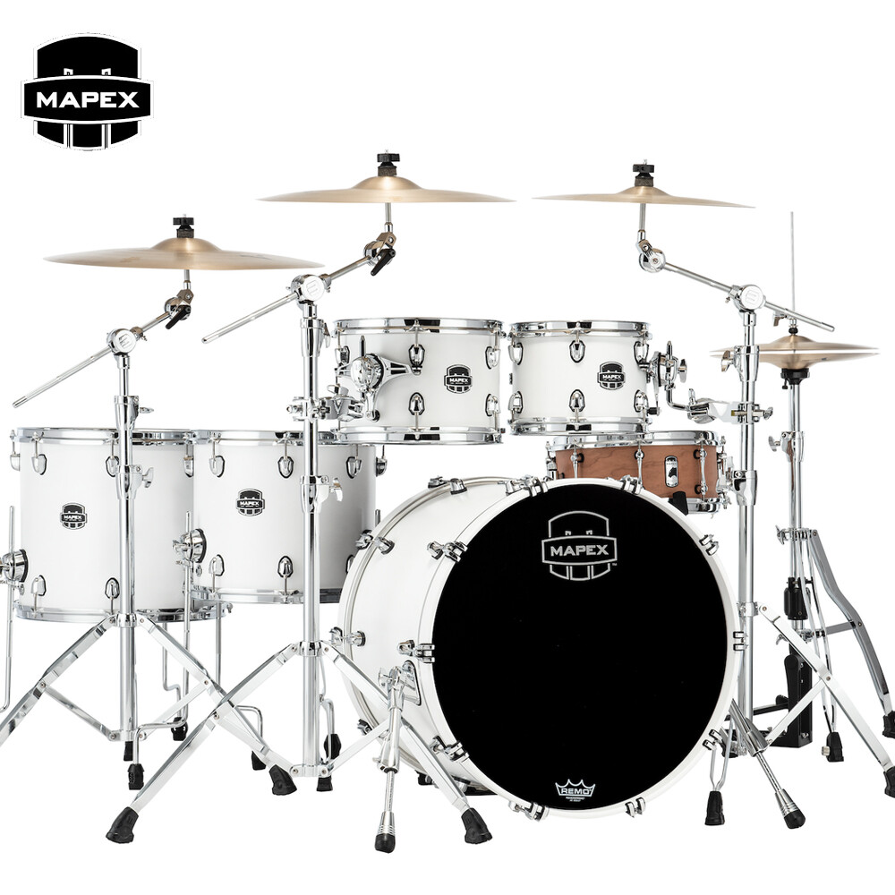 Mapex Saturn Studioease 5-Piece Maple/Walnut Shell Pack Satin White SR628XURM