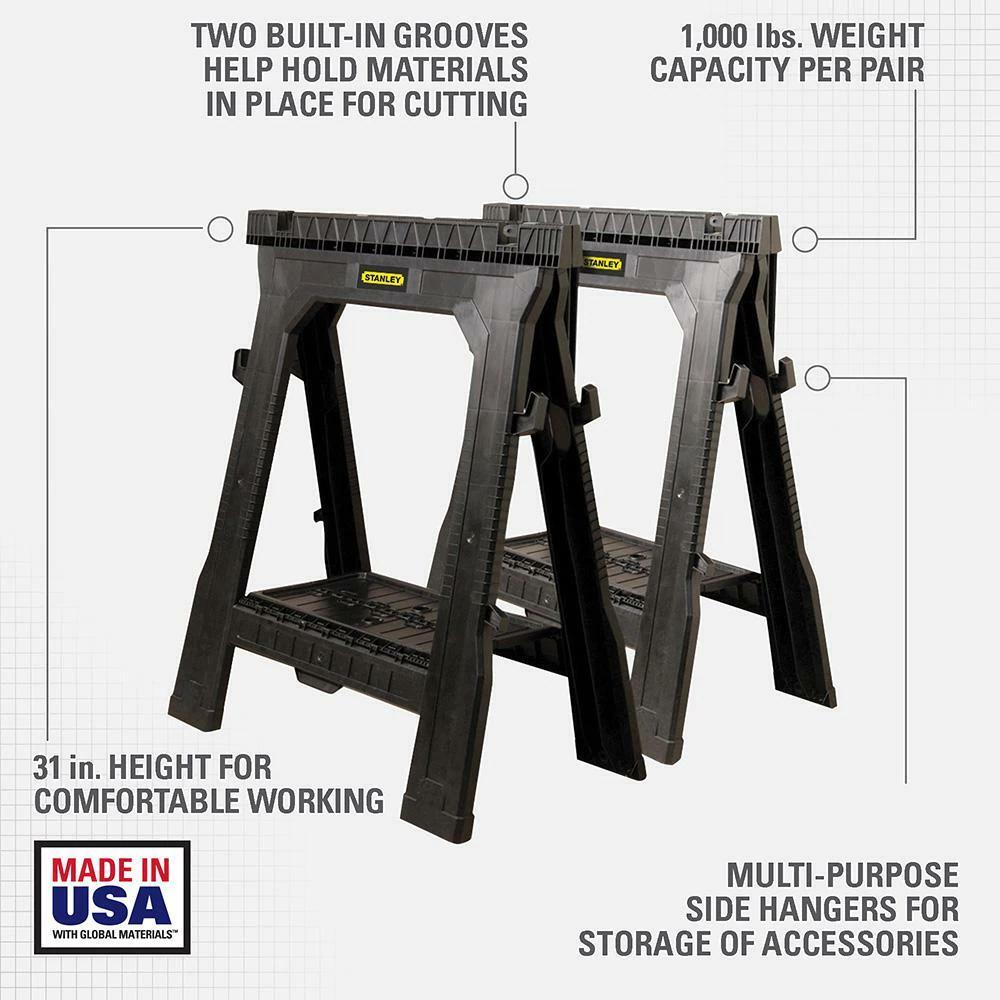 Stanley 31 in. Folding Sawhorse (2-Pack)