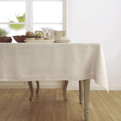 Linen Tablecloth 60 x 90 Inch - 100% 90" x 60" (Rectangular) Light Natural