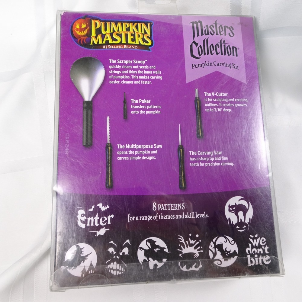 Pumpkin Masters Carving Kit Set 5 Tools 8 Patterns Stainless Steel Masters