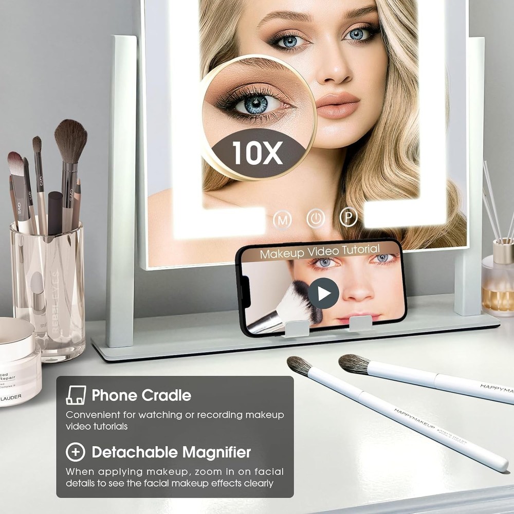 Vanity Mirror with Lights, 14" x 12" LED Makeup Mirror, Lighted Makeup Mirror...