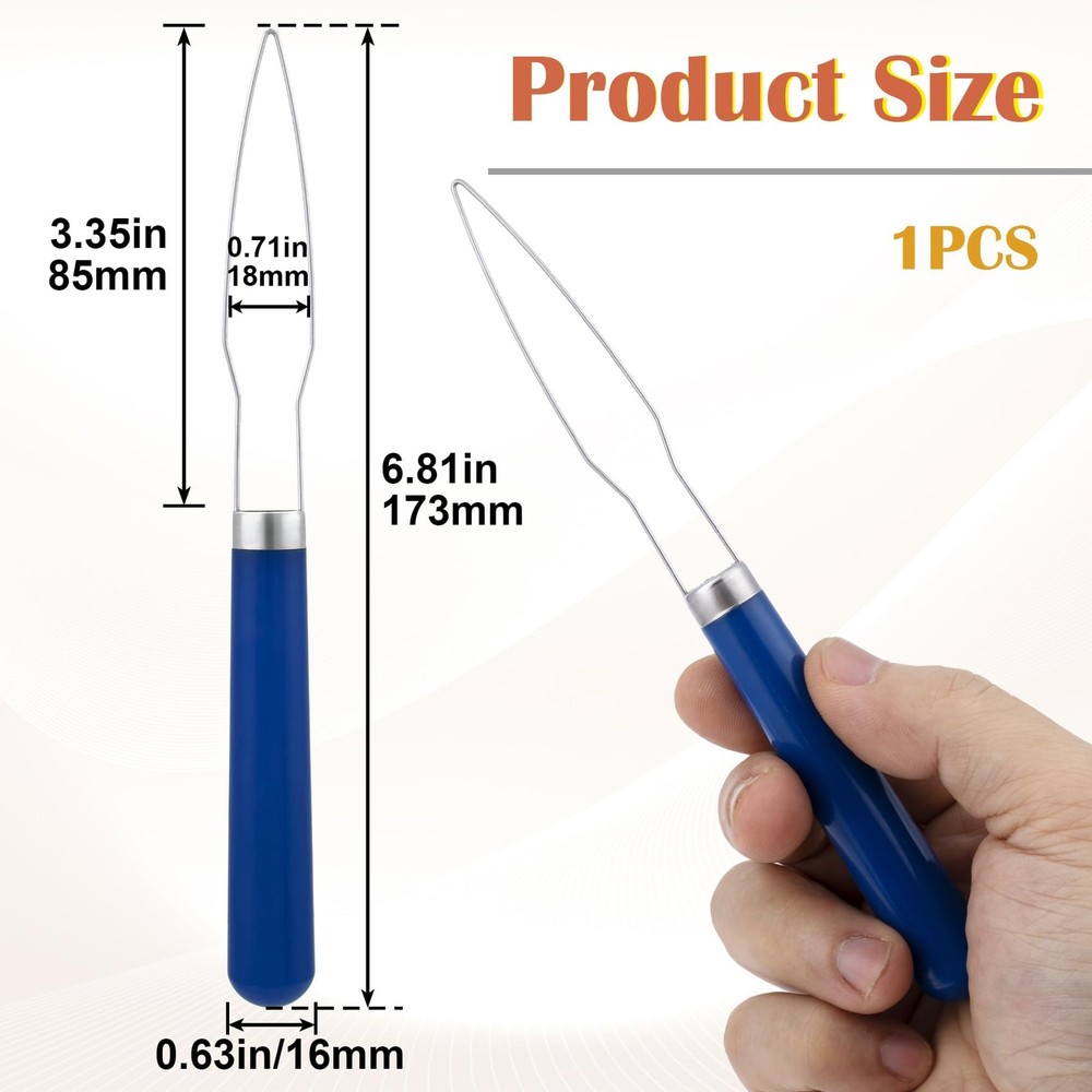 STSTR Easy Button Hook, Steel Helper Tool Blue, Plastic Handle, 1 Pack