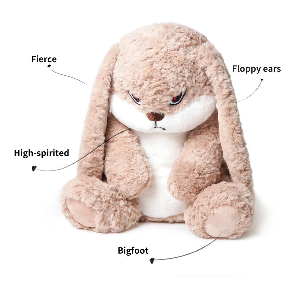 Grumpy Bunny Stuffed Animal, 19.6" Plush Rabbit Stuffed Animals with Floppy E...