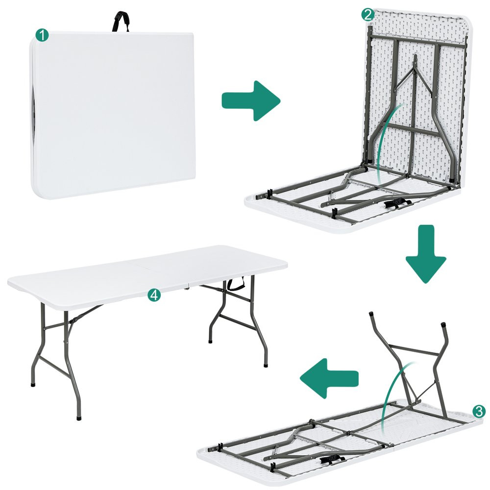 6 FOOT FOLDING TABLE Plastic Indoor/Outdoor White