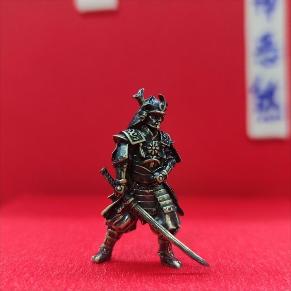 Black Solid Bronze Slash Samurai Ancient Soldier Statue Ornaments Handicraft
