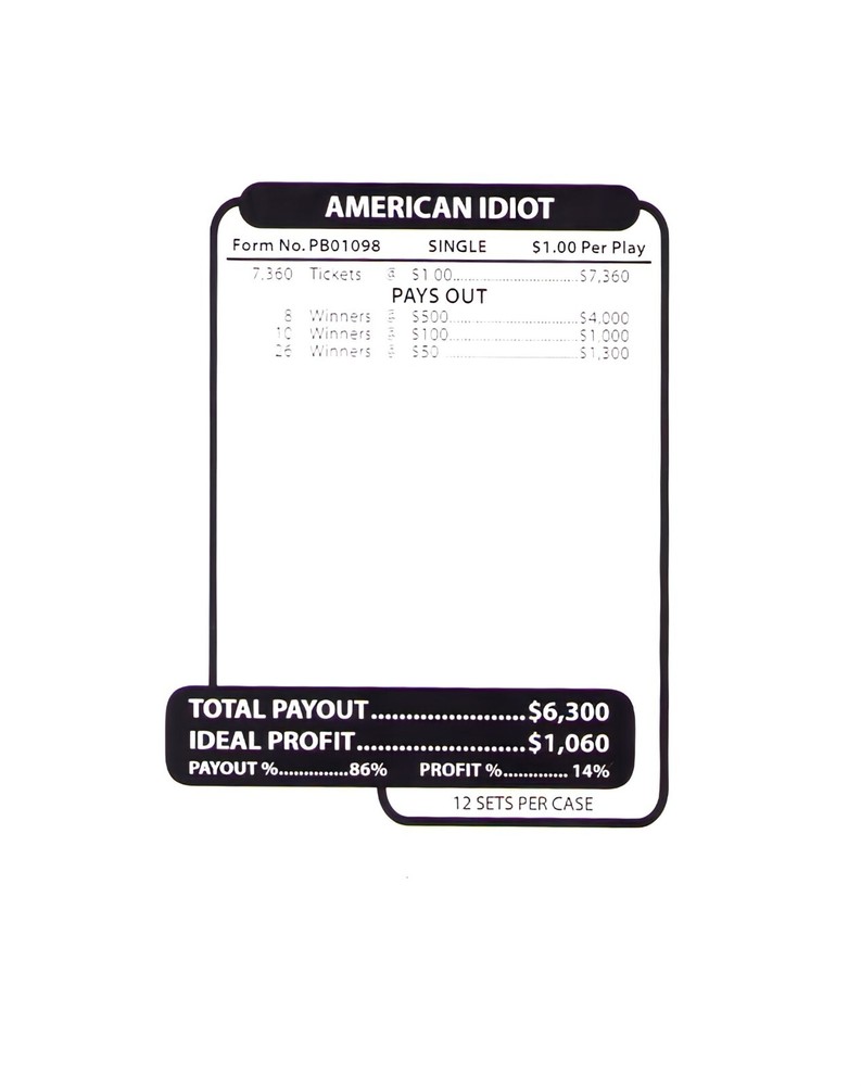 Pull Tab - Jar - Tickets Game - American Idiot