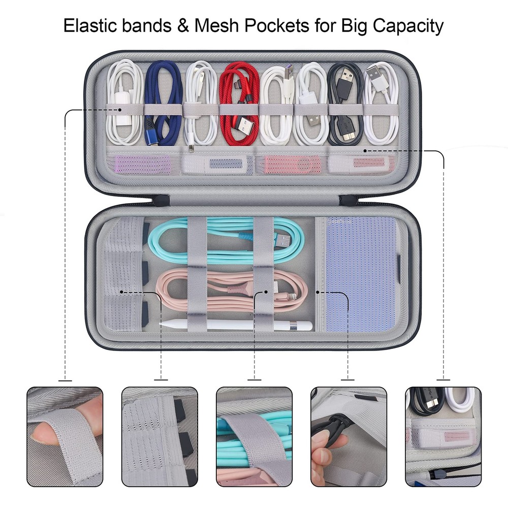 Hard Electronics Organizer, Universal Travel Cable Organizers, Large Electron...