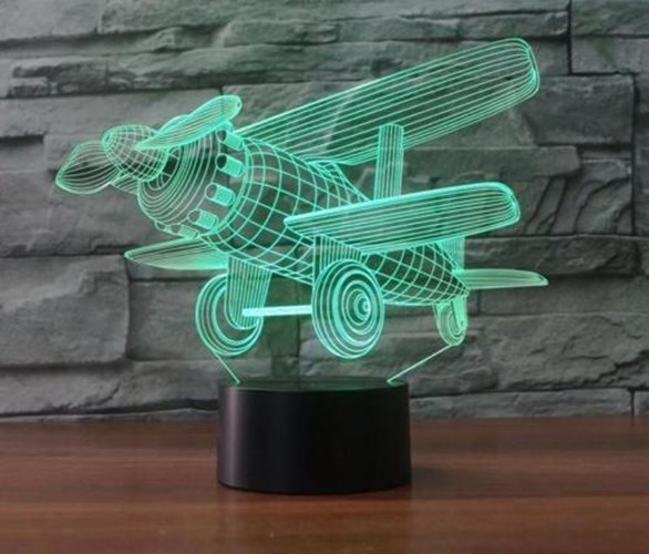 7 Colors Changing 3D Desk Table Lamp Airplane 3D illusion Night Light LED Touch