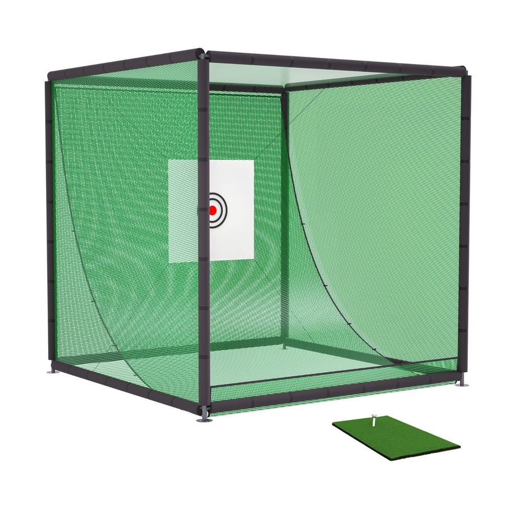 Golf Practice Net 10x10x10ft Metal Frame Hitting Net Kit Golf Training Simulator