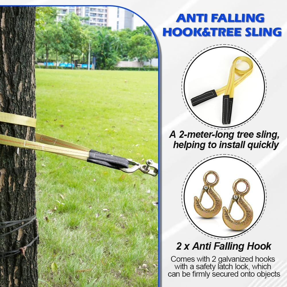 Zipline Tensioning Kit, Cable Winch Puller with Cable Grip Steel Wire Puller & 2