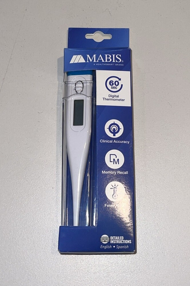 NIB Mabis 60-Second Multi-Use Digital Thermometer with Clear Case