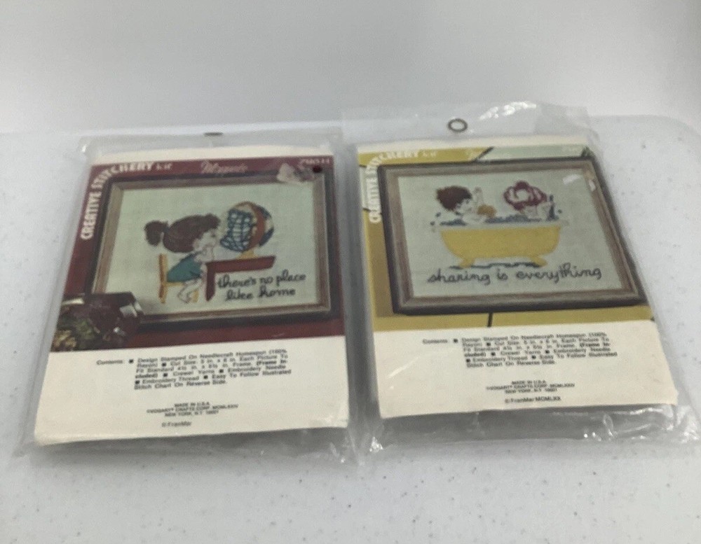 2 Moppets Creative Stitchery Kits Crewel Sharing Is Everything Theres No Place