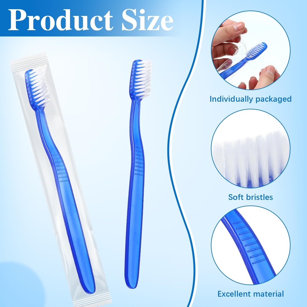 Ziliny 100 Pcs Prepasted Disposable Toothbrushes Bulk Individually Wrapped Pr...