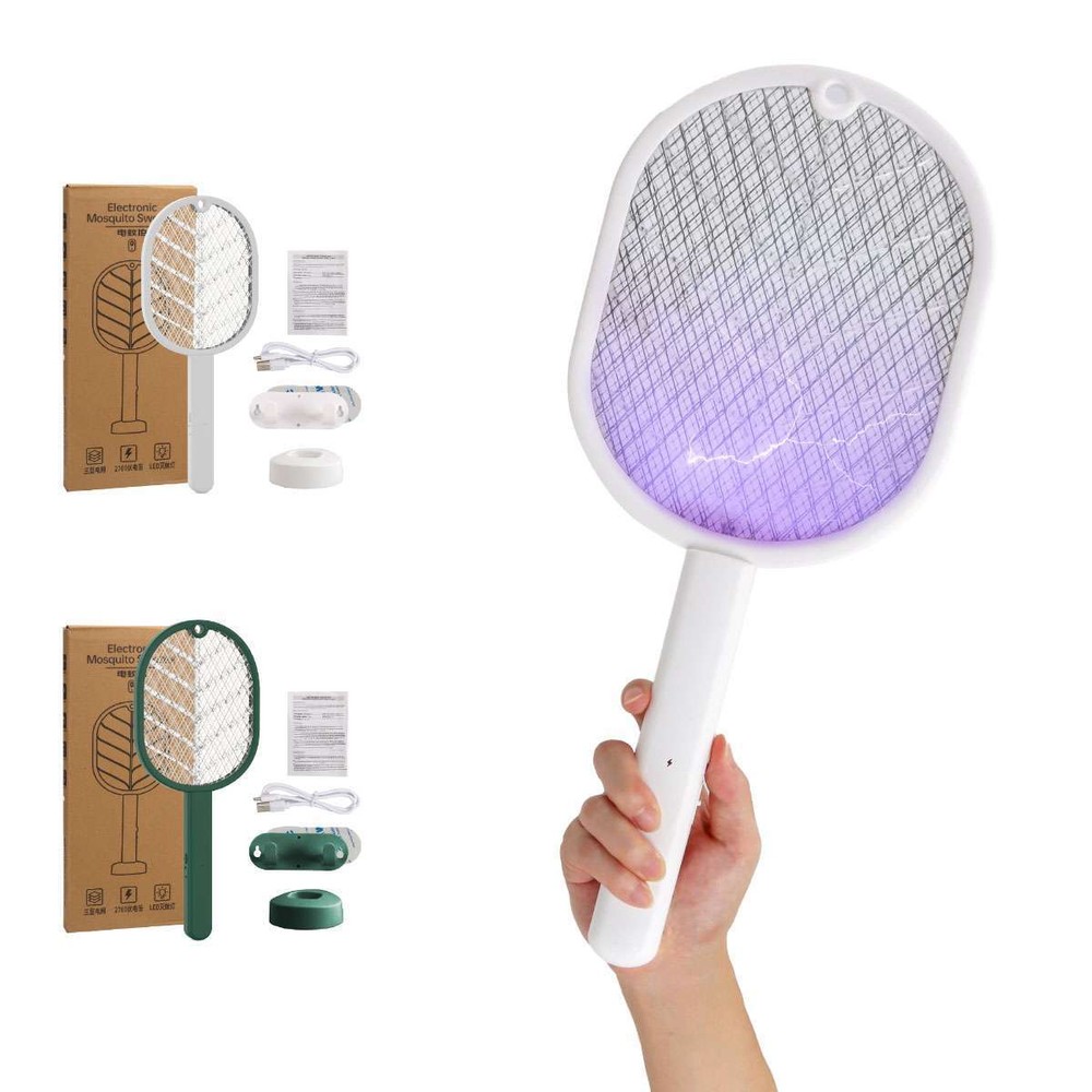 Rechargeable Handheld USB Mosquito Fly Swatter Zapper Killer Bug Insect Racket