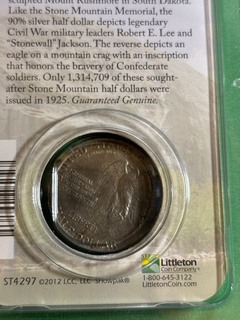 1925 Stone Mountain Commemorative Half Dollar (90% Silver)