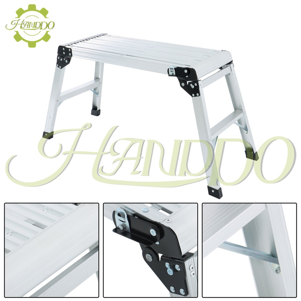 Work Platform Aluminum Step Ladder Heavy Duty Foldable 330 Lbs Capacity