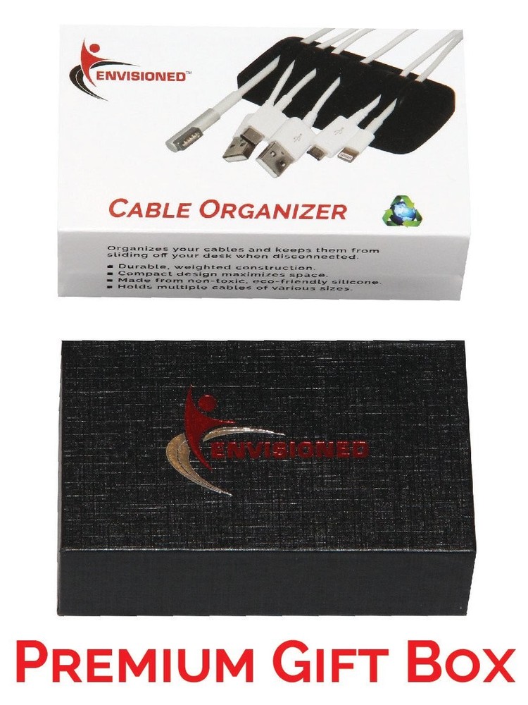 Heavy Duty Silicone Desktop Cable Organizer Black + 4 Reusable Cable Ties