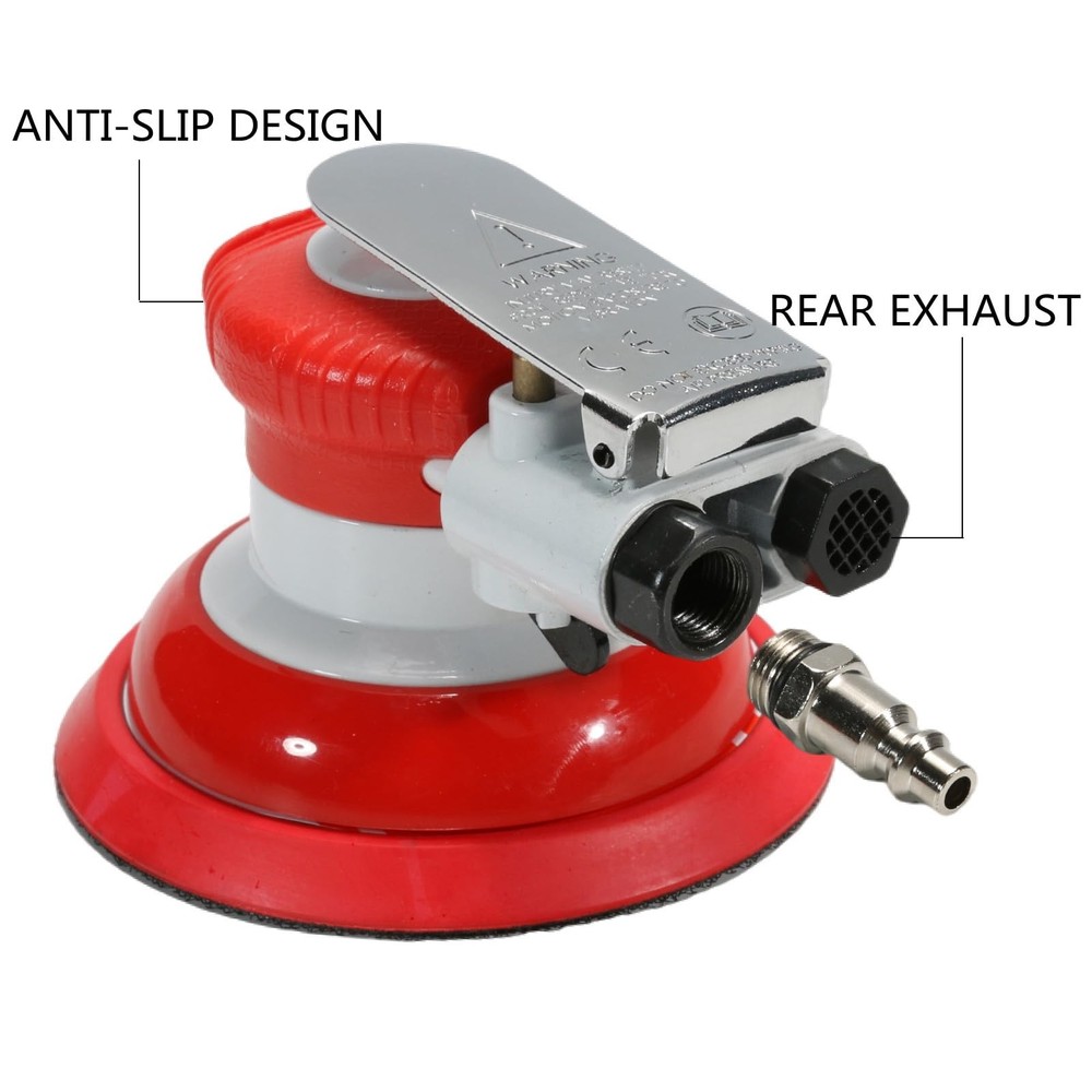 Air Random Orbital Sander, 5" Dual-Action, PSA & Hook/Loop