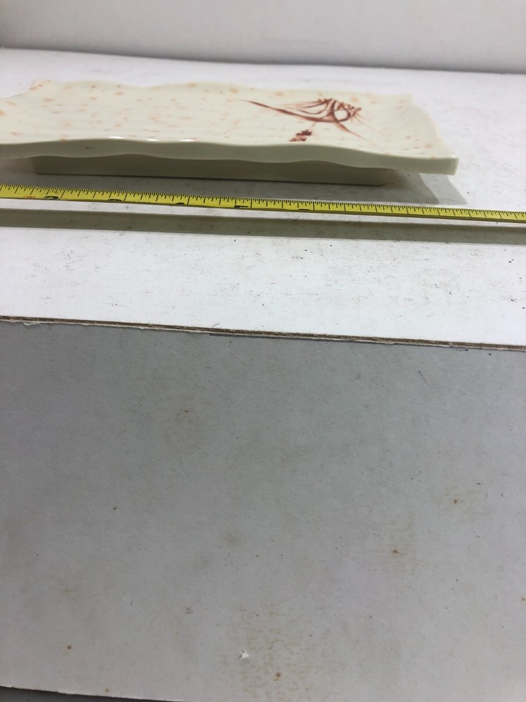 2x Japanese Style Chinese Melamine rectangular 9x5" serving dish Grain design
