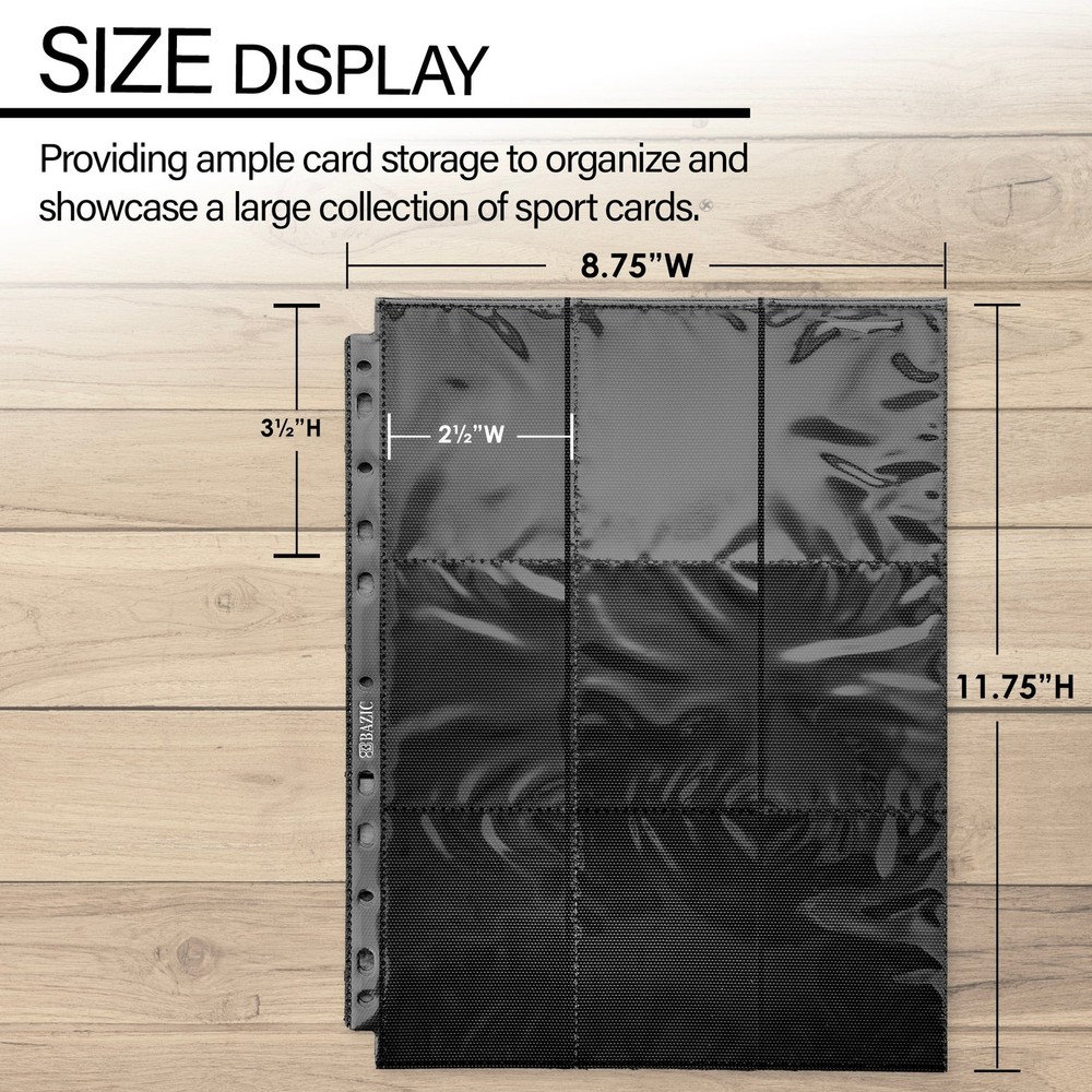 BAZIC Side Loading 9-Pockets Double Sided Trading Card Holders (5/Pack), 24-pack