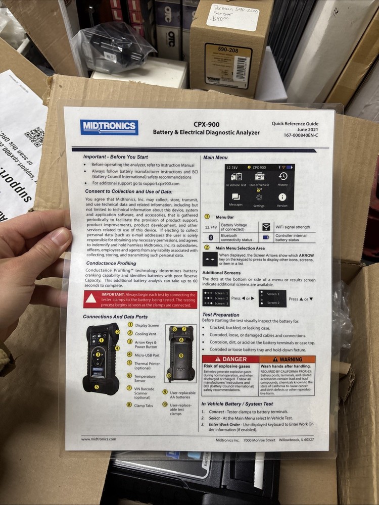 MIDTRONICS CPX-900PL - Battery & Electrical Diagnostic Analyzer